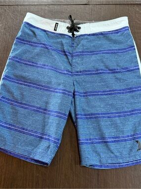 Hurley Men's Blue Striped Swim Trunks Sz 28
